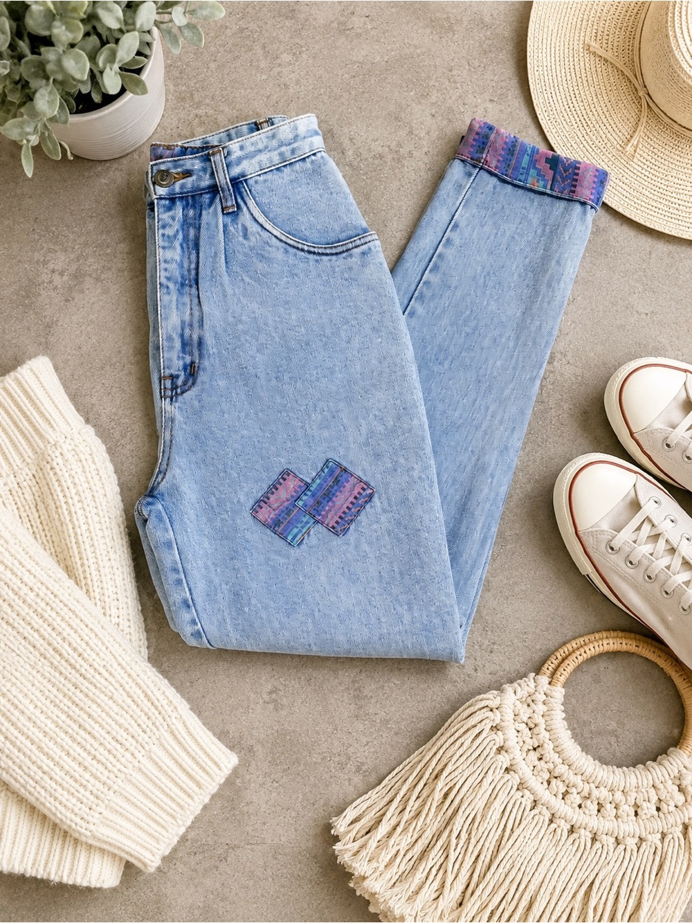 Vintage 90s Southwestern High Rise Mom Jeans